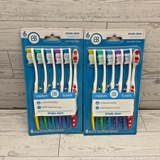 2-Pack Adult Brush Buddies Contoured Manual Medium Simple Clean Toothbrushes