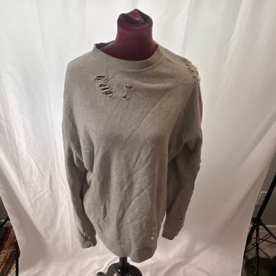 Dropdead Men's XL Gray Distressed Embroidered Pullover Sweatshirt Crew Neck