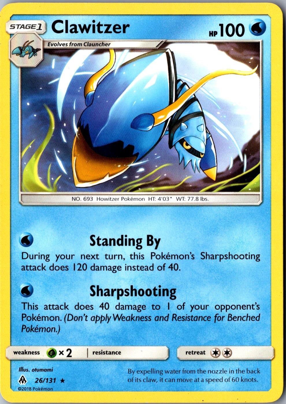 Clawitzer 26/131 Rare SM Forbidden Light LP Pokemon Card