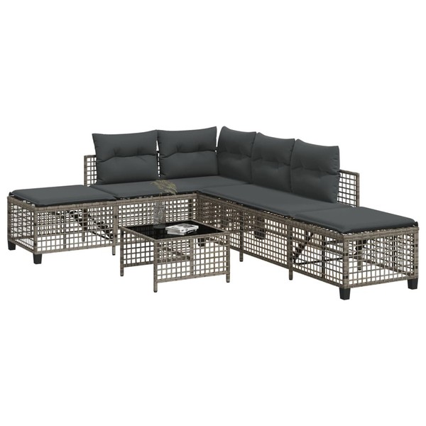 3-Tlg. Garten-Ecksofa-Set Mit Kissen Grau Poly Rattan-image