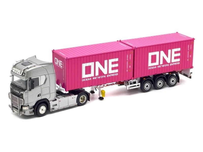 SCANIA 730S - with Trailer & 2x 20" Container ONE  - silver - Unique 1:64 - Immagine 2 di 4