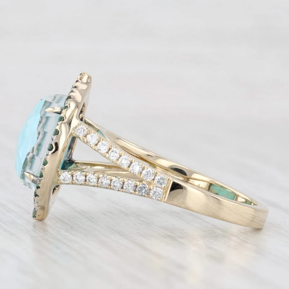 New Doves by Doron Paloma Amazonite Tsavorite Ring 14k Yellow Gold Size 6.75 - Image 3 of 4