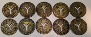 10 NYC Transportation Tokens. Great for Jewelry.