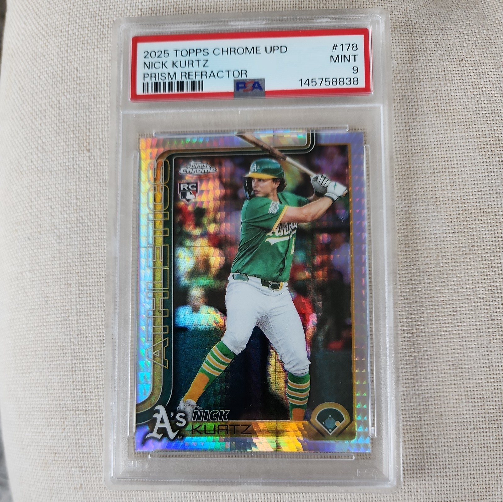 2025 TOPPS CHROME UPDATE PRISM REFRACTOR #178 NICK KURTZ ROOKIE RC PSA 9