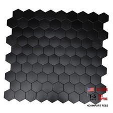 Peel and Stick Hexagon Tile Brushed Aluminum Texture Panel Self 6 Black
