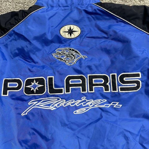Vintage Polaris Snowmobile Racing Coat Jacket Pullover Blue Black Size XXL 2XL - Picture 11 of 13