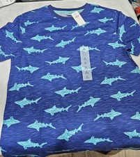 Old Navy Boys Shark SS Shirt Sz L 10-12