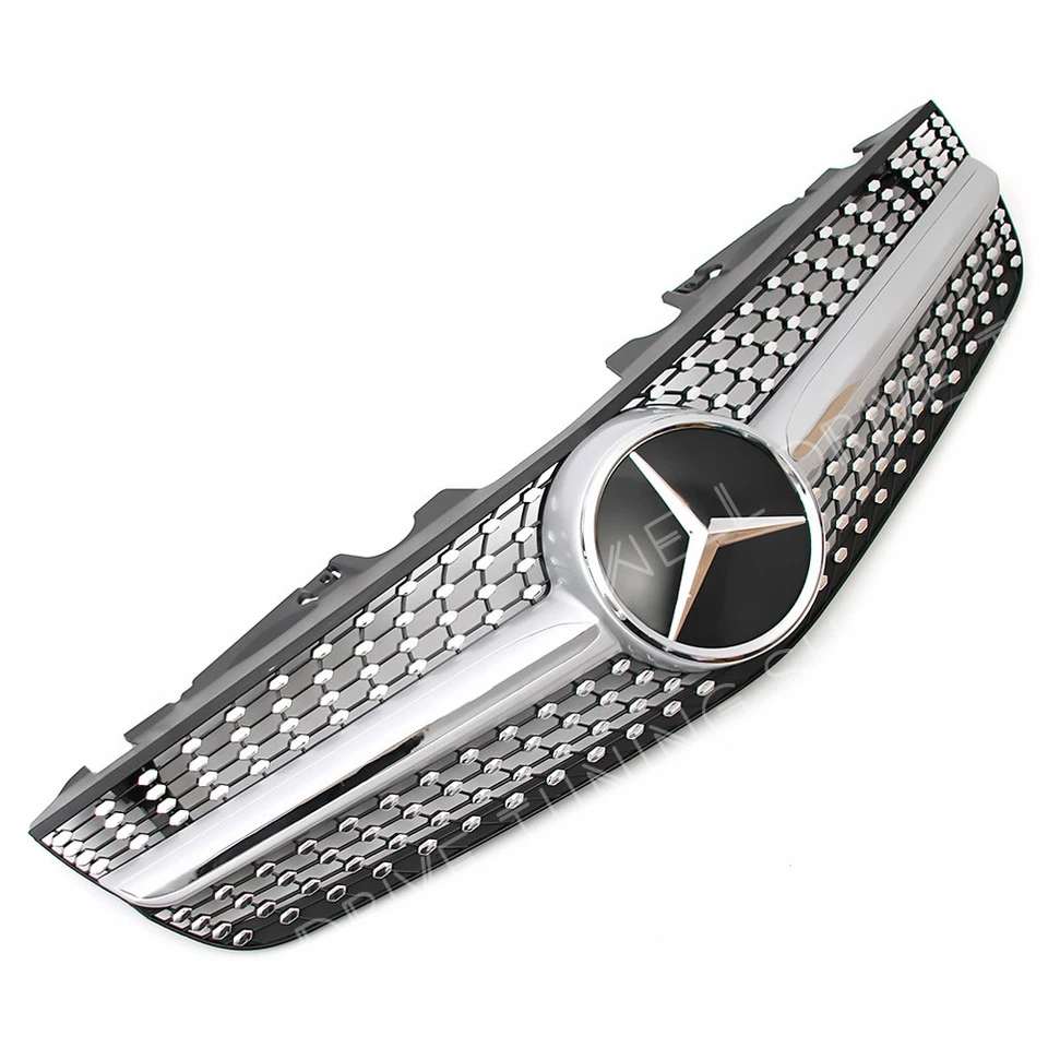 Chrome Silver Grille W/3D Star For Mercedes Benz R230 2009-2012 SL500 SL600 SL63 Foto 3 de 4