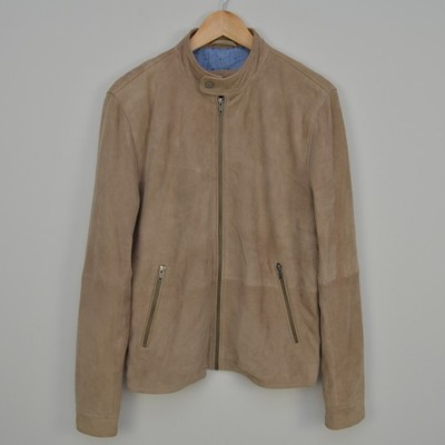 Navyboot Goat Suede Leather Racer Beige Jacket Mens Size M Medium