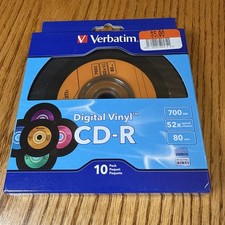 Verbatim Digital Vinyl CD-R 700MB 52x Recordable Sleeve Discs 10 Pack