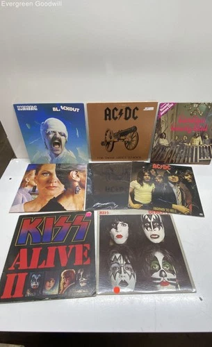 8pc VTG Vinyl LP Lot AC/DC, Kiss, Scorpions and More UNTESTED