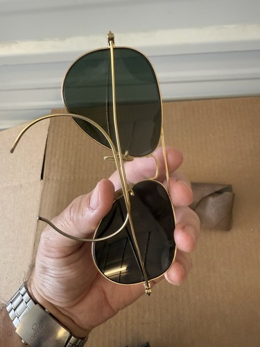 58/14MM VINTAGE B&L RAY BAN USA G15 CABLE WRAP-AROUNDS ARISTA AVIATOR SUNGLASSES - Picture 10 of 24