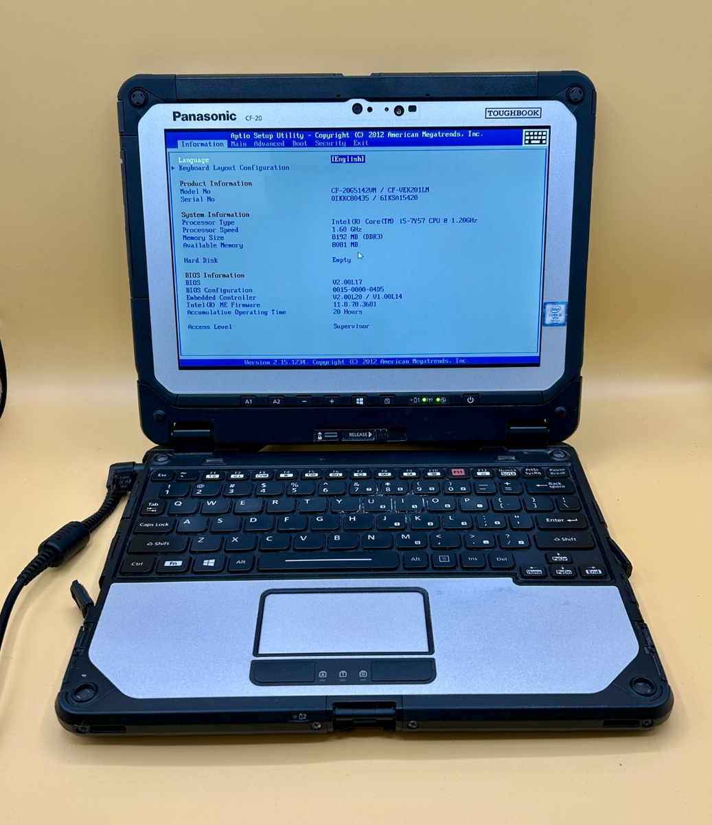 Panasonic ToughBook CF-20 Intel i5-7Y57 1.20GHz 8GB RAM Without