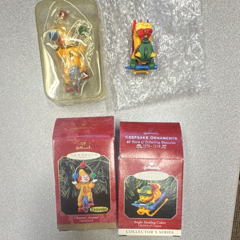 Hallmark Keepsake Ornament Crayola Clown & Bear Collector's Series lot 