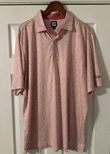 FootJoy Polo Shirt Mens Size XL Samon Floral Print Golf Performance Stretch