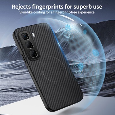 For Infinix Hot 50 Pro+ 4G, Luxury Carbon Fiber PU Leather Magnetic Cover Case