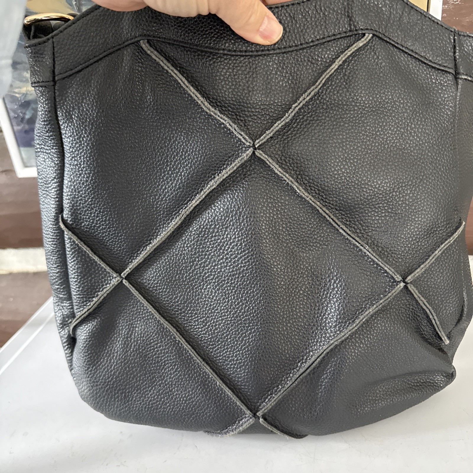 Vintage Boho Patchwork Leather Black Shoulder Bag… - image 11