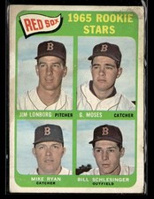1965 Topps #573 Red Sox (Jim Lonborg / Moses / Ryan / Schlesinger) Rookie Card. rookie card picture