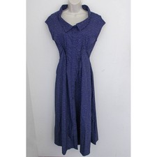 GAP Studio Shirt Dress Size 0 Blue White Dot Midi Portrait Collar Button Front