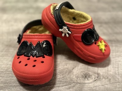 Crocs Disney Mickey Mouse Lined Clogs Toddler C8  Red Yellow