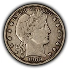 1909-O 50c Barber Silver Half Dollar - Original VF Semi Key Date - SKU-H3879