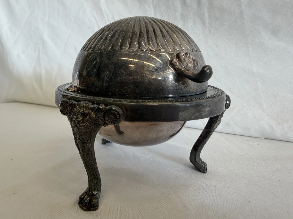 米国老舗 F.B. Rogersのライオン足とライナー付 バターディッシュ FB Rogers Silver Coin Antique US Silver-Plated Butter Dishes for