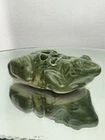 🟢 VTG Brush Mccoy Pottery Green Flower Frog 7 hole Unglazed bottom 060 *Chips*