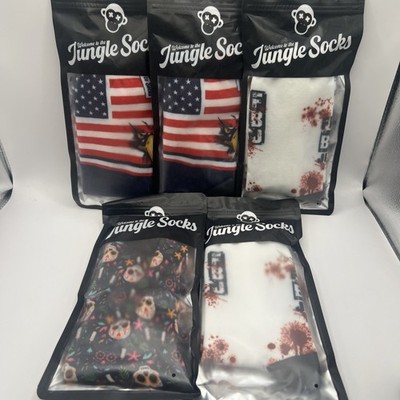 Welcome to The Jungle Socks 5 Pairs Eagle American Flag Day Of The Dead FJB