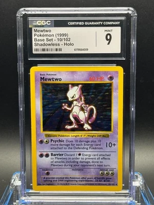 Mewtwo 010/102 Base Set Shadowless Holo 1999 Pokemon - CGC 9 MINT 💫 - Image 1 of 4