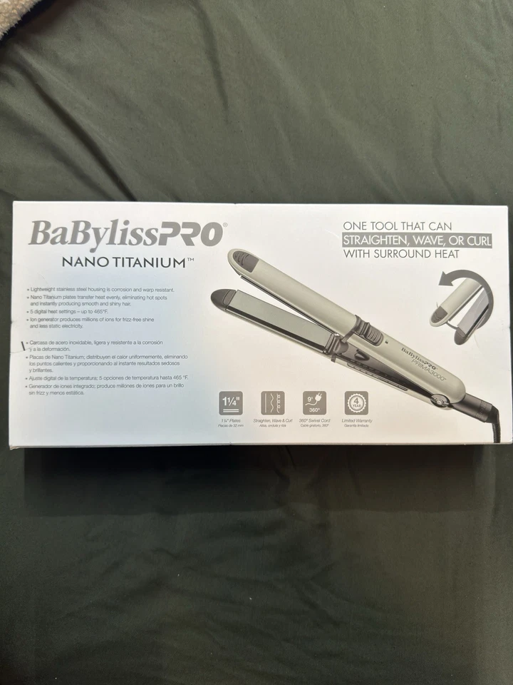 BaByliss Pro Nano Titanium Prima 3000 Acero Inoxidable Plancha de Peinado 1.25 Foto 3 de 4
