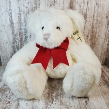 First  Main Ted Jr Bear Plush White Red Bow 18" Stuffed Animal Toy Sparkle