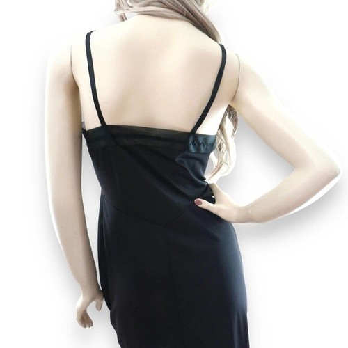 1960s Black Nylon Chiffon Slip Dress Sheer Vanity Fair Lingerie Size XS - Picture 7 of 8
