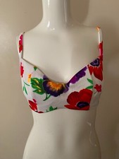 Illusions By Cole Bikini Top Floral Retro Pin-Up Flower Power Size 8D