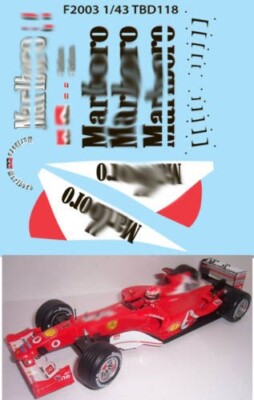 1/43 Decals für Ferrari F1 F2003 Michael Schumacher TBD118