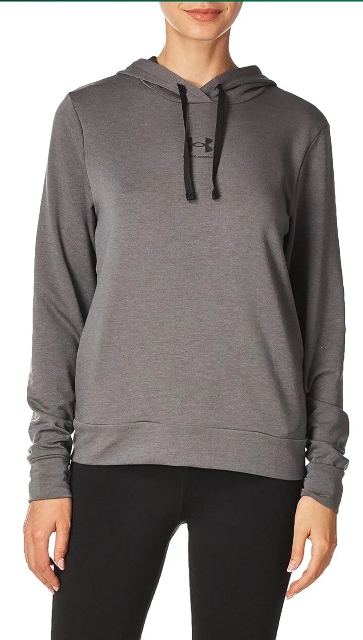 Under Armour Rival Terry Hoodie Womens Size S Gray Long Sleeve New