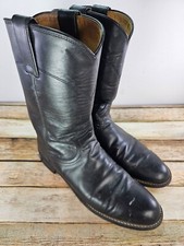 Justin Cowboy Boots Made In USA Women's 7B Black Roper L3703 Very Nice Round Toe