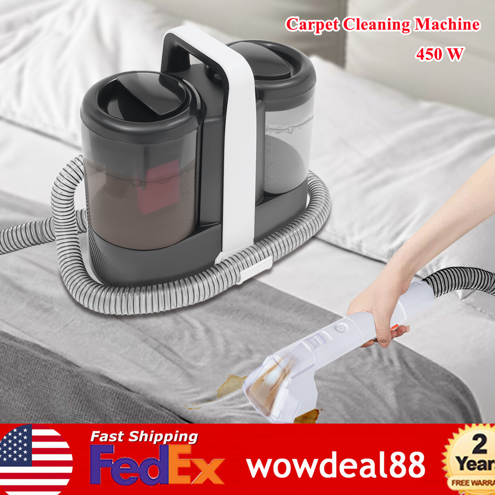 450W Powerful Carpet Cleaner for Upholstery Sofa Curtain and More-image