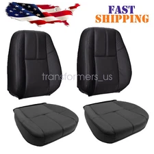 For 2007-14 Chevy Silverado 1500 2500 Driver Passenger Leather Seat Cover Black