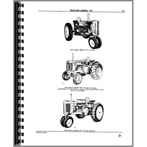 John Deere 60 Tractor Parts Manual Catalog Row Crop G & LP pc244 eBay