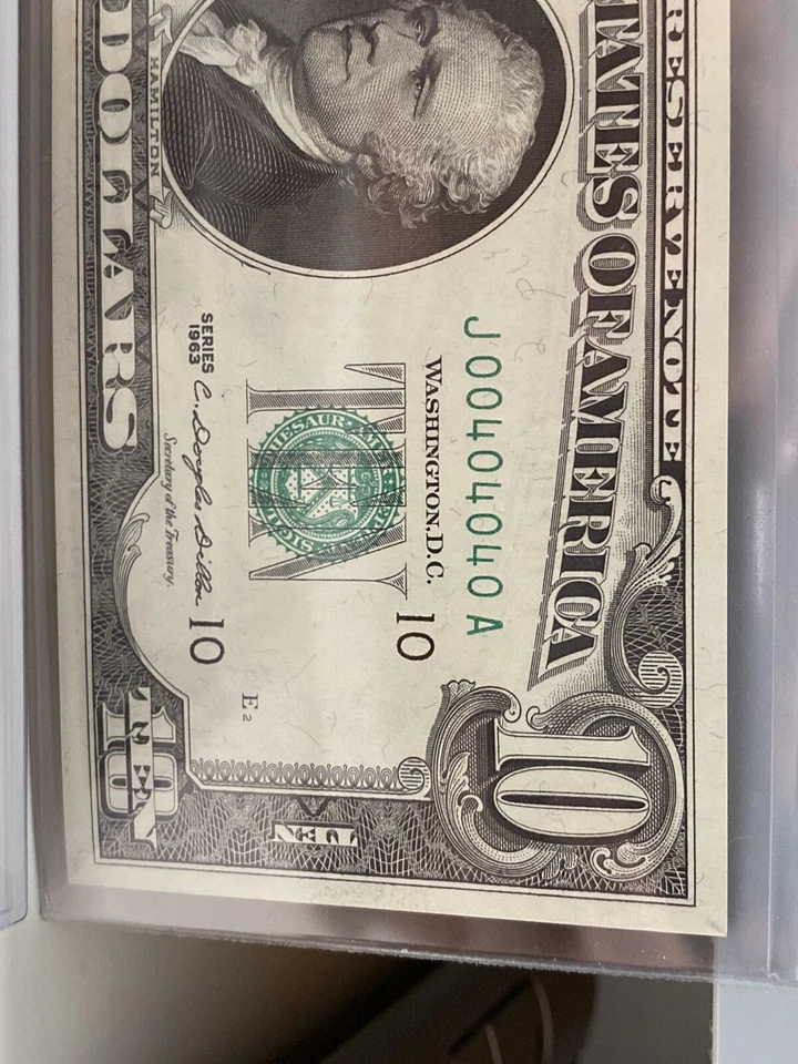 3of $10 1963/A/9  Kansas City notes MATCH BINARY,REPEAT 00404040 UNC Super Rare！ - Image 2 of 4
