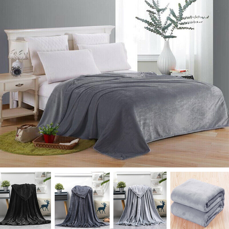 Luxury Faux Fur Mink Throw Warm & Super Soft Plain Large Bed Blanket