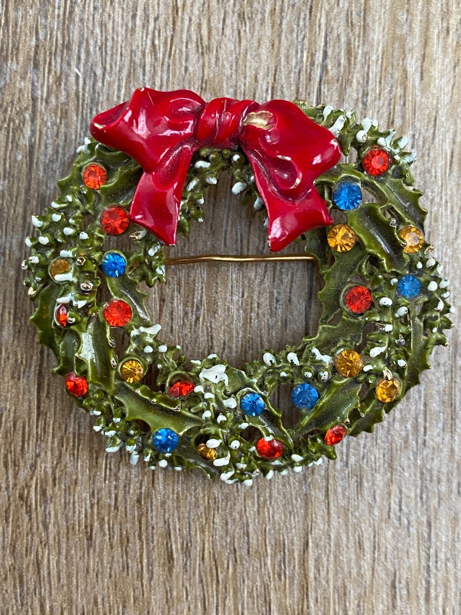 vintage christmas wreath pin