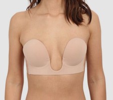  36 Fashion Forms Women's Beige Solid Backless Strapless U Plunge Bra Size B