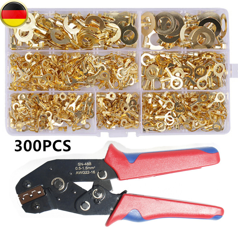 Mexgcom Kabelschuh Set 260 Teile | Ringkabelschuhe 0,5-6mm² | M4-M8 Größen | Mit Aufbewahrungsbox