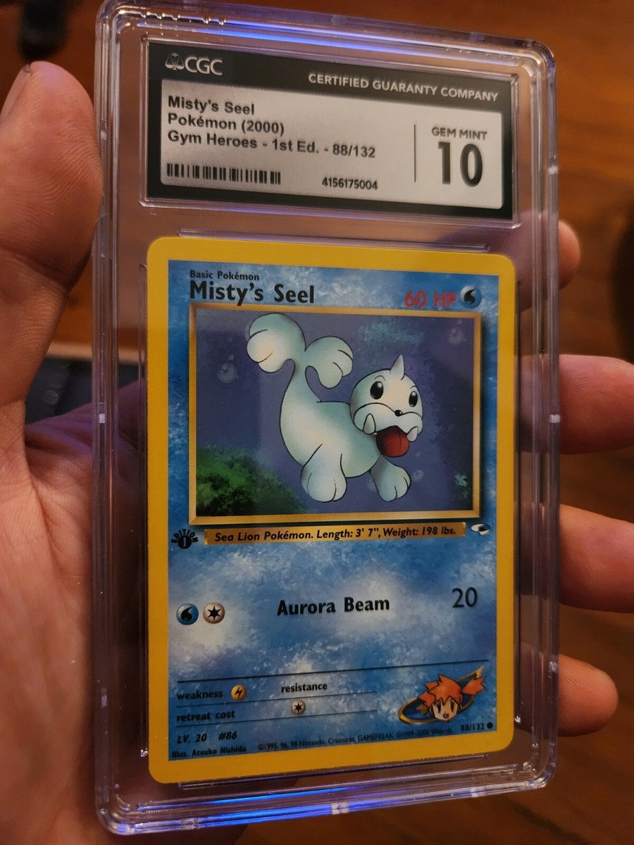 CGC 10 GEM MINT 2000 Pokemon Gym Heroes 1st Edition Misty's Seel