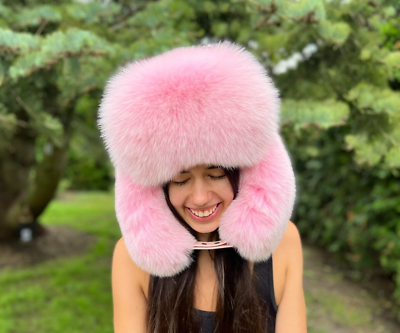 THEREDTHREAD Sファージャケット　ピンク Scandinavian Saga furs Shadow blue fox fur trapper ushanka in