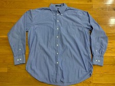 Nautica Men's Blue White Stripe Button Front Shirt Size 17 1/2. 36/37