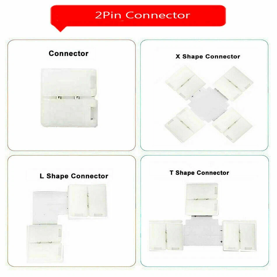10mm 12mm Solderless Connector 2/3/4/5/6pin T/L/X Shape For 5050 Led Strip light - Image 2 of 4