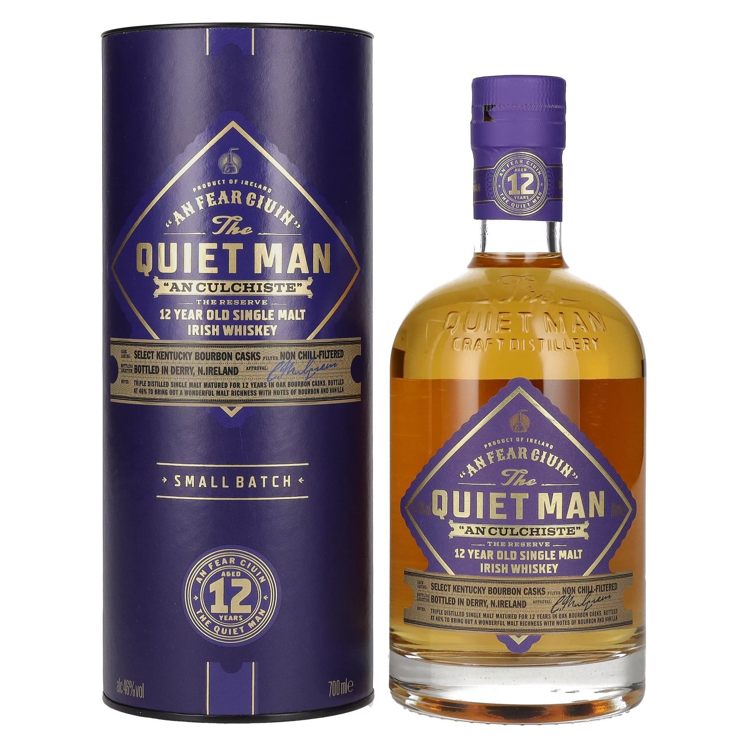 The Quiet Man AN CULCHISTE 12 Year Old Single Malt Irish Whiskey