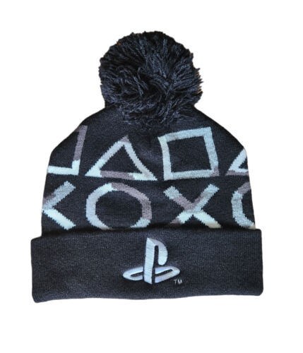 Boys PlayStation Beanie Bobble Hat Age 4-7 Years Black - Picture 1 of 1